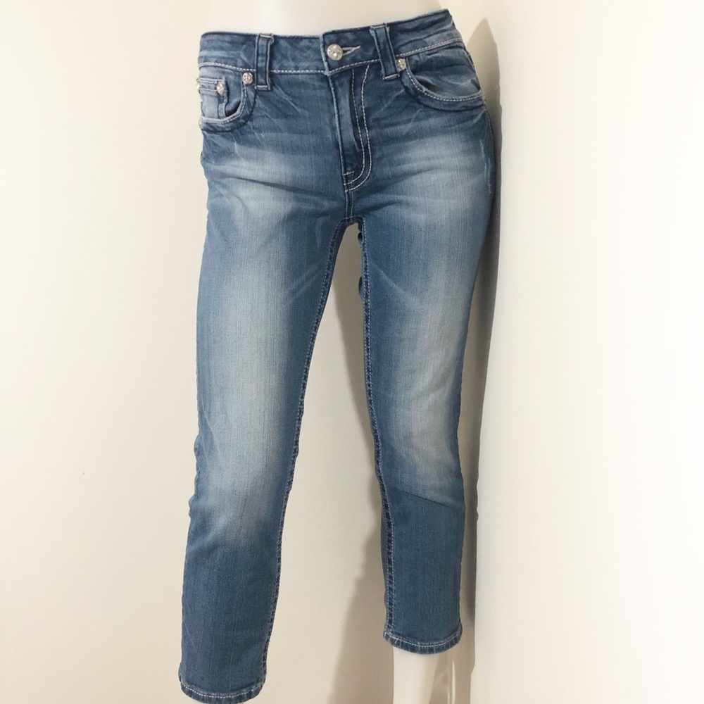 ***SOLD**MISS ME boyfriend Capri jeans flower - Picture 2 of 8